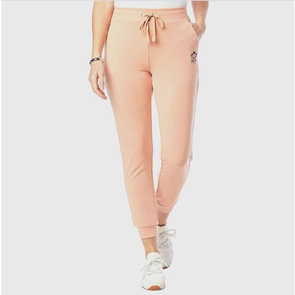 Badgley Mischka Womens Jogger Pants With Embroidered Detail Pink XL - Picture 1 of 7